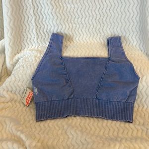 Free People NWT Good Karma Square-Neck Bra Size XLarge in Vintage Blue